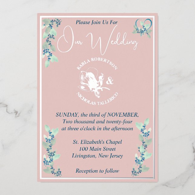 Blush and Mint Floral Pink Wedding (Front)