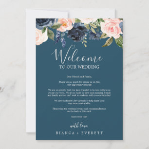 Blush and Navy Blue Welcome Letter & Itinerary