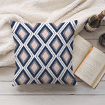 Blush and Navy Diamond Ikat Pattern Throw Pillow<br><div class="desc">Our chic ikat throw pillow features versatile, on-trend hues of blush pink and navy blue, accented with medium charcoal grey. Diamond pattern has the characteristic resist-dyed, blurry look of traditional ikats. Looking for this design on another product you don't see in my shop? Or prefer a custom colour combo? Contact...</div>