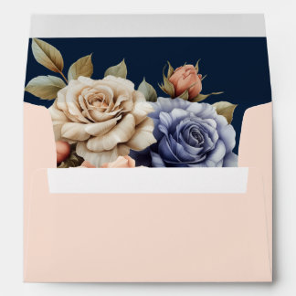 Blush and Navy Floral Dream Wedding Envelope