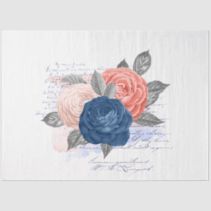 Blush and Navy Floral Ephemera Series Design 13 Tissue Paper