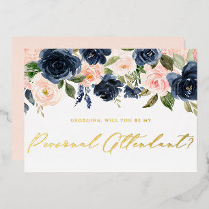 Blush and Navy Flowers Be My Personal Attendant