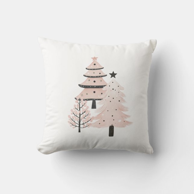 Blush and Neutral Christmas Tree Decorative Pillow (Front)