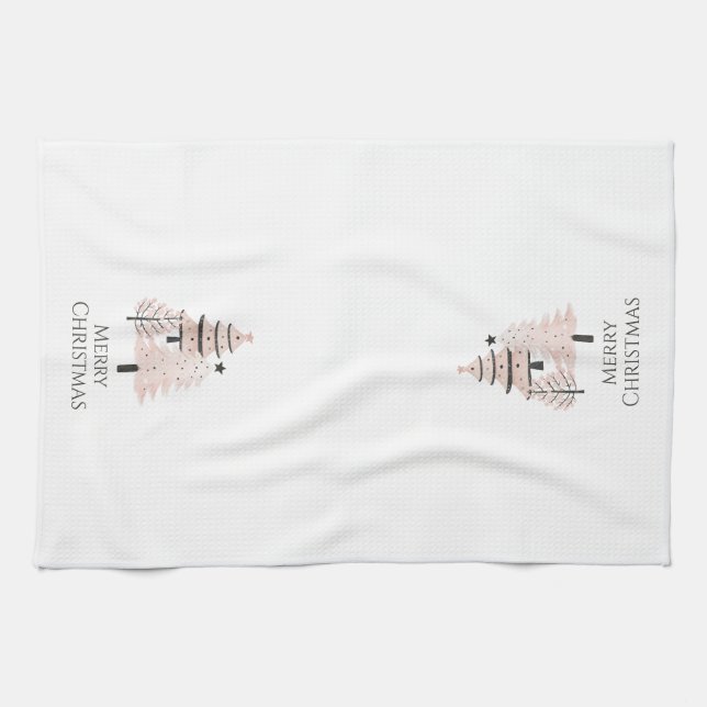 Blush and Neutral Christmas Tree Kitchen Towel (Horizontal)