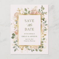 Blush and Neutral Floral | Wedding Save the Date