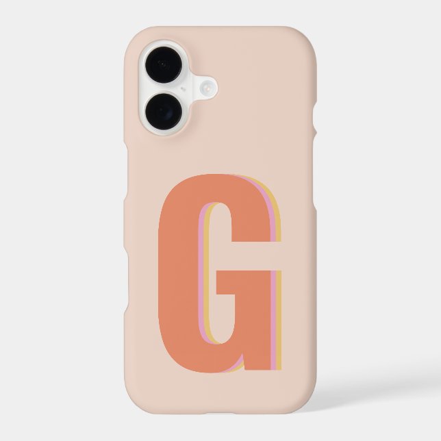 Blush and Orange Retro Typography Monogram Initial (Back)