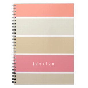 Blush and Peach Colour Block Monogrammed Girly Notebook