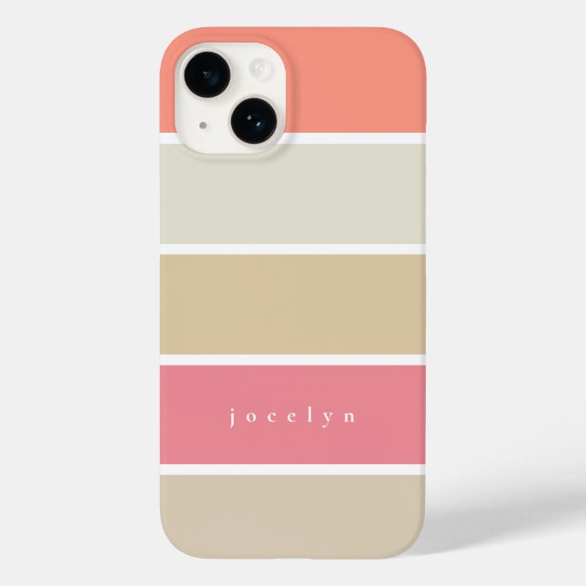 Blush and Peach Colour Block Rectangles Monogramme Case-Mate iPhone Case (Back)