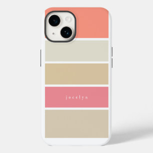 Blush and Peach Colour Block Rectangles Monogramme iPhone 14 Case