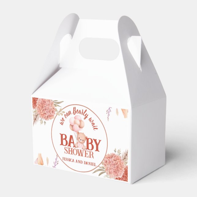 Blush and Pink Bear Baby Shower Favor Box (Back Side)