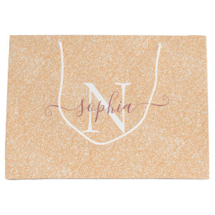 Blush and Pink Glitter Customized Large Gift Bag