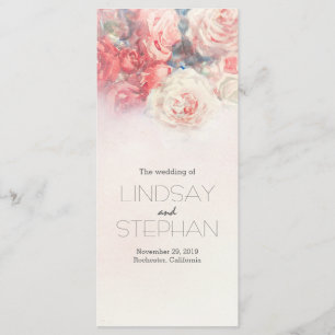 Blush and Pink Roses Watercolor Wedding Program