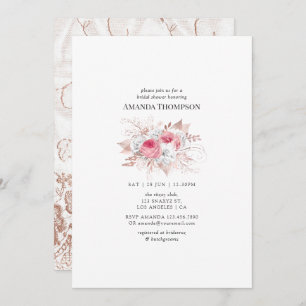 Blush and Rose Gold Floral and Lace Bridal Shower Invitation