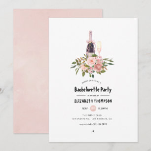 Blush and Rose Gold Floral Bachelorette Party Invitation