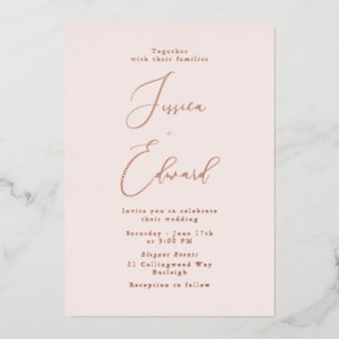 Blush and Rose Gold Foil Wedding Invitation