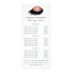 Blush and Rose Gold Glitter Beauty Salon Services Rack Card