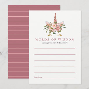 Blush and Rose Gold Unicorn Baby Shower Mom Advice Invitation
