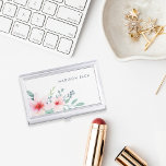 Blush and Sage Floral Business Card Holder<br><div class="desc">Elegant and feminine business card case in features a bouquet of blush pink watercolor flowers and sage green leaves blooming from the corner. Personalize with your name,  monogram or business name in modern slate lettering.</div>