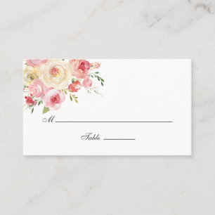 Blush and Sage Green Watercolor Floral Wedding Place Card