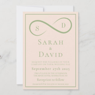 Blush and Sage Infinity Wedding Minimalist Modern Invitation