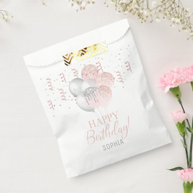 Blush and Silver Balloons Birthday  Favour Bag (Sealed)