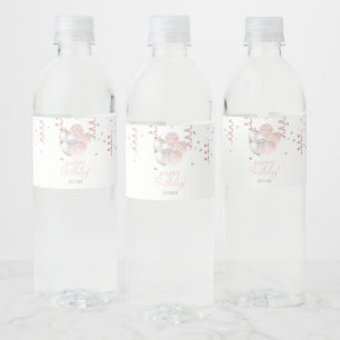 Blush and Silver Balloons Birthday Water Bottle Label
