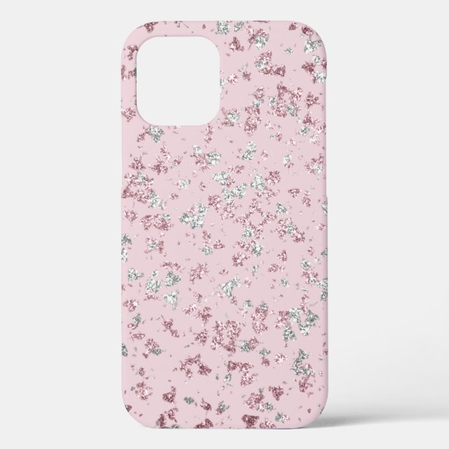 Blush and Silver Glitter Flakes Case-Mate iPhone Case (Back)