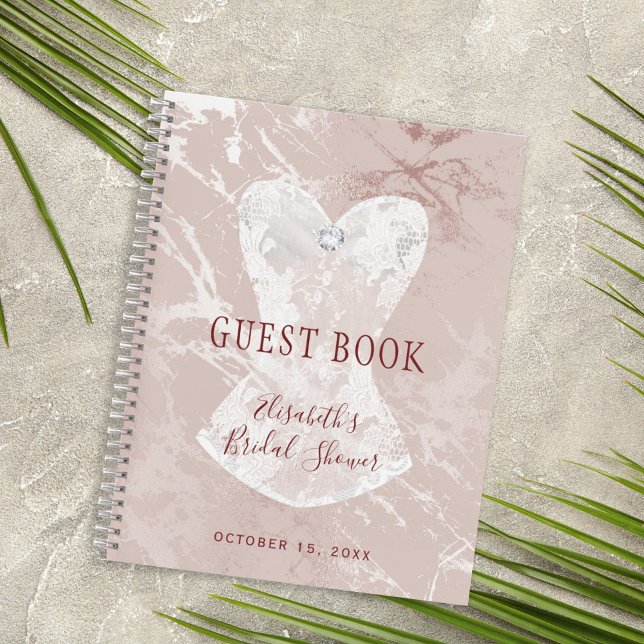 Blush and silver marble bridal shower guest book (Creator Uploaded)