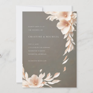 blush and taupe 3d floral wedding invitation