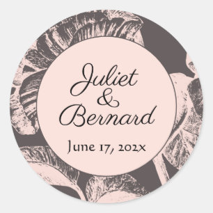 Blush and Taupe Wedding Classic Round Sticker