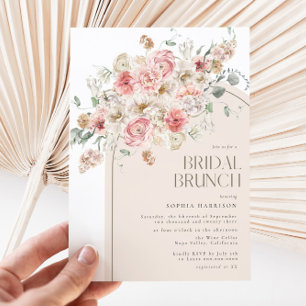 Blush and White Floral Arch Bridal Brunch Invitation