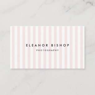 Blush and White Pinstripes Pattern Modern Business Card