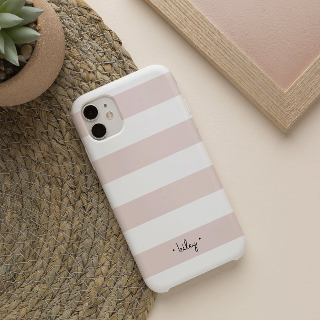 Blush and White Stripe Personalized Case-Mate iPhone Case (Creator Uploaded)