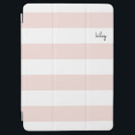 Blush and White Stripe Personalized iPad Air Cover<br><div class="desc">Personalized iPad cover features wide,  horizontal stripes in girly pale blush pink and crisp,  classic white,  with your name or choice of personalization in a modern whimsical script font.</div>