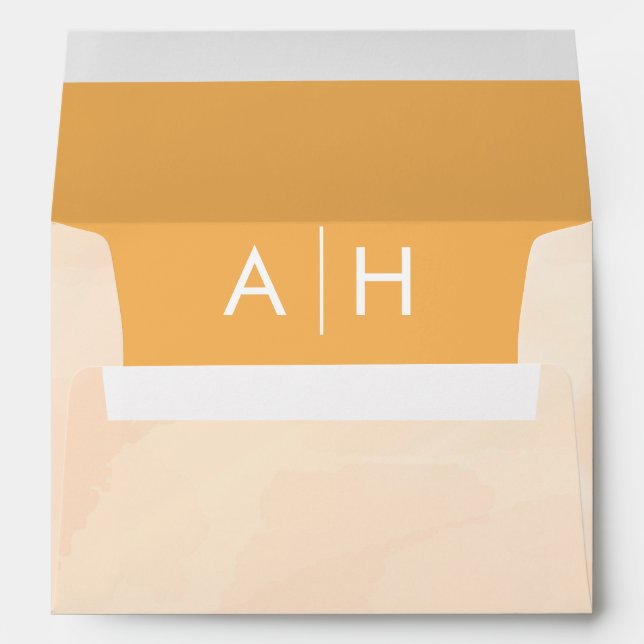 Blush Apricot Wedding Invitation Envelope (Back (Bottom))