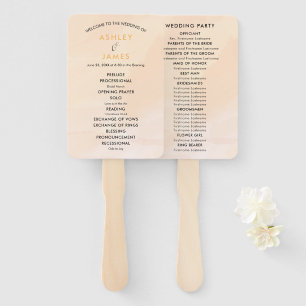 Blush Apricot Wedding Program Fan, Soft Peach Hand Fan