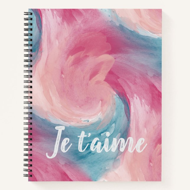 Blush Aqua Je Taime Abstract Notebook (Front)