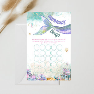 Blush Aqua Mermaid Bingo Baby Shower Girl