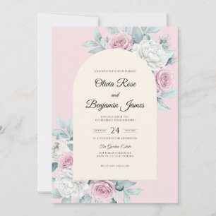 Blush Aqua Watercolor Wedding Invitation