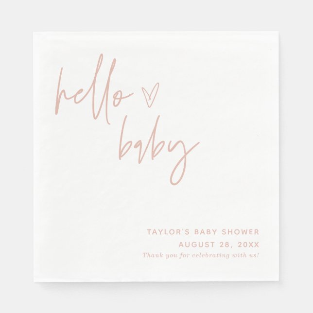 Blush Baby Shower Paper Napkin | Dusty Pink Girl (Front)