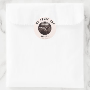 Blush Baby Shower Ultrasound Thank You Classic Round Sticker