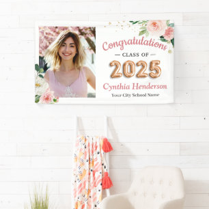 Blush Balloon Font Class of 2025 Graduation Party Banner