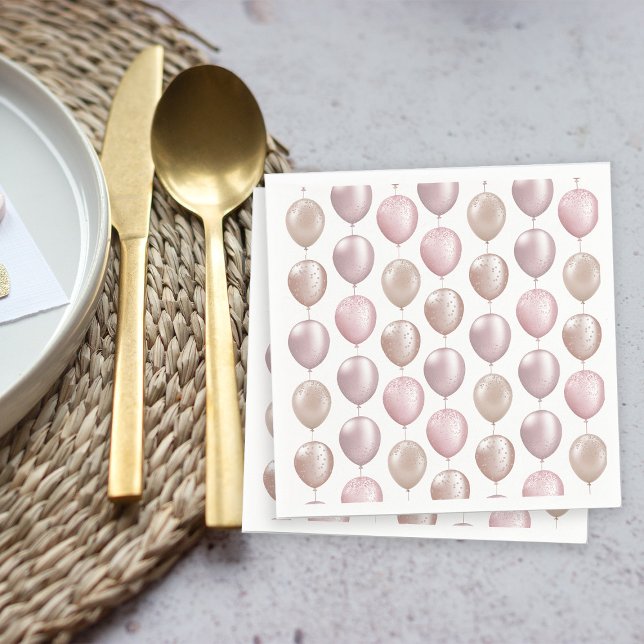Blush Balloons Birthday Napkin (Creator Uploaded)