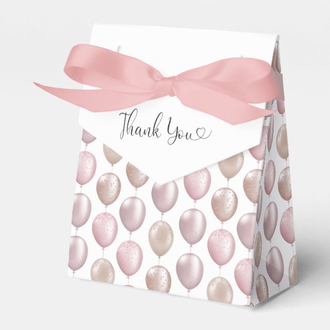 Blush Balloons Birthday Thank You Favor Box (Front Side)