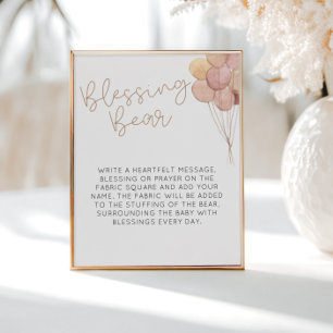 Blush Balloons Blessing Bear Poster