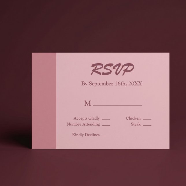 Blush Bar Minimalist Modern RSVP Card (Creator Uploaded)