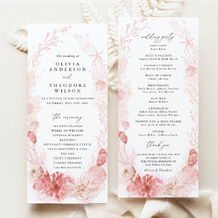 Blush Beach Coastal Seashell Wedding Ceremony Program