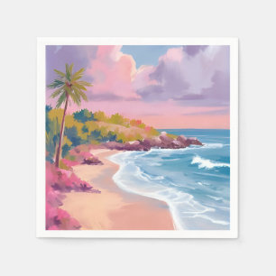 Blush Beach Pink Ocean Painting Napkin