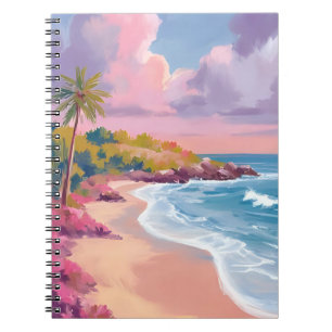 Blush Beach   Pink Ocean Painting Notebook