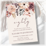 Blush & Beige Boho Floral 80th Birthday Invitation<br><div class="desc">Looking for the perfect invitation for your upcoming 80th birthday bash? Look no further than these lovely fall-autumnal floral invitations! With a delicate and beautiful design featuring dusty watercolor flowers in neutral fall tones with elegant font, these invitations will impress all your guests. Available to customize and purchase as card...</div>